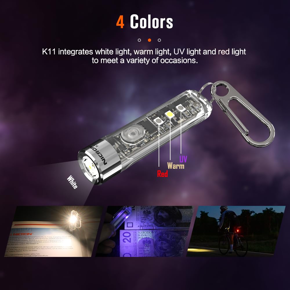 Nicron K11 Rechargeable Keychain Flashlight Lightweight,400 Hight Lumen With Extra 4 Sidelight, Ipx4 Edc Mini Flashlight Be Used For Camping Outdoors Emergency Daiy Use
