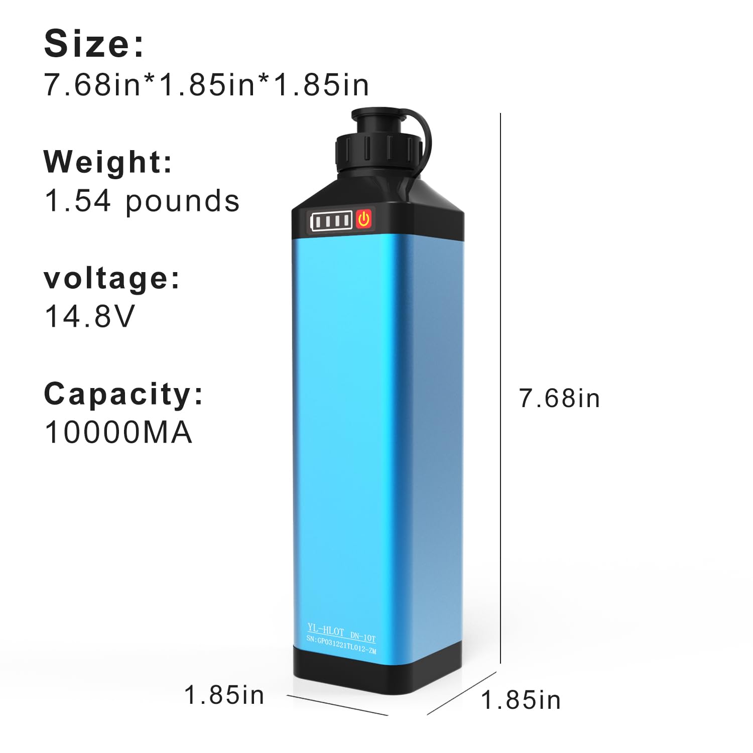 Yl-Hlot Super Mini 14.8V 10000 Mah Electric Reel Battery. Aluminum Alloy Rustproof Case. Compatible With Daiwa & Shimano Electric Fishing Rreels. High Performance And Reliable Power Supply