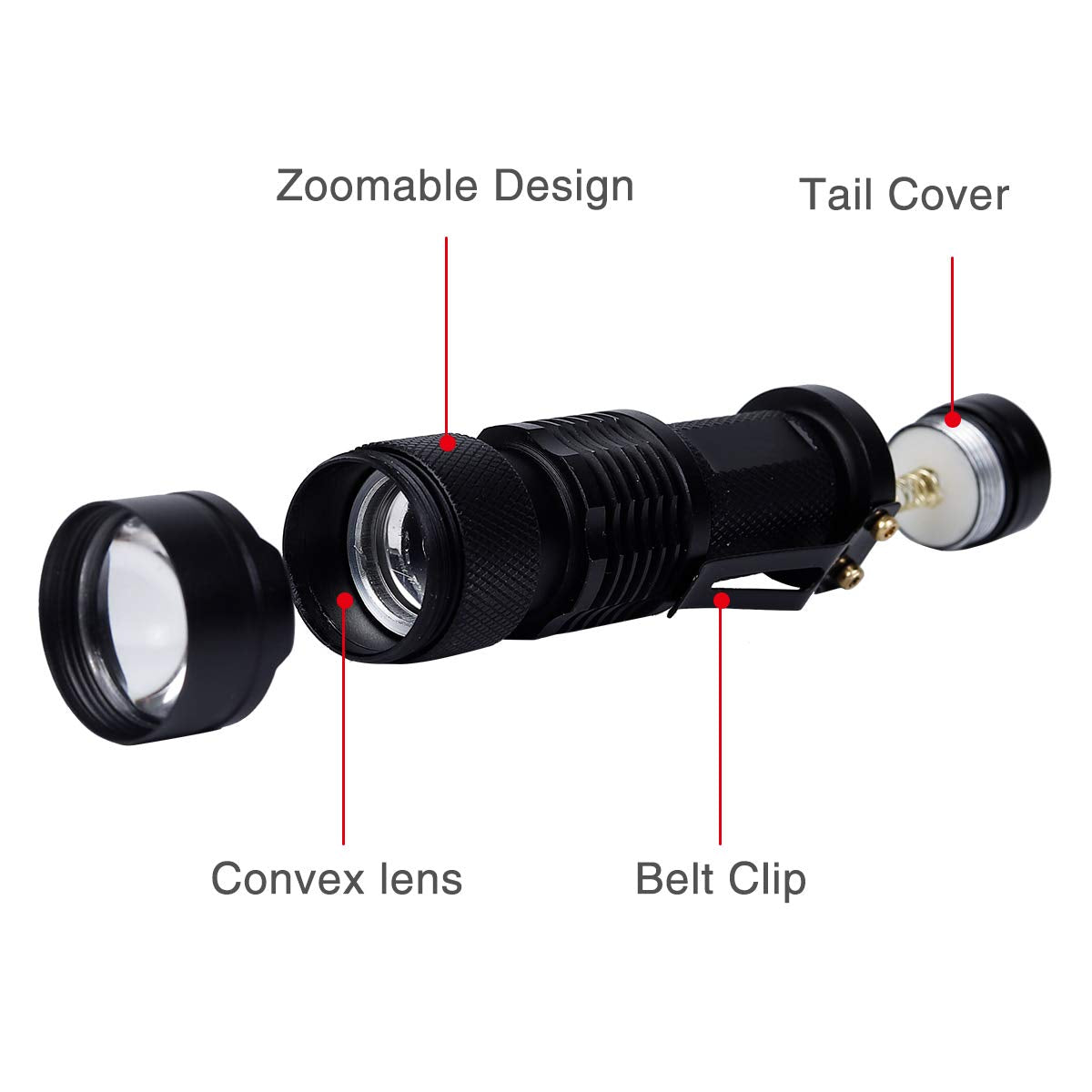 Kunhe 6 Pack Small Mini Led Flashlight Single Mode Zoomable Flashlights Aa Battery Powerful Flashlights With Pocket Clip Portable Bulk Edc Pen Flash Light For Christmas