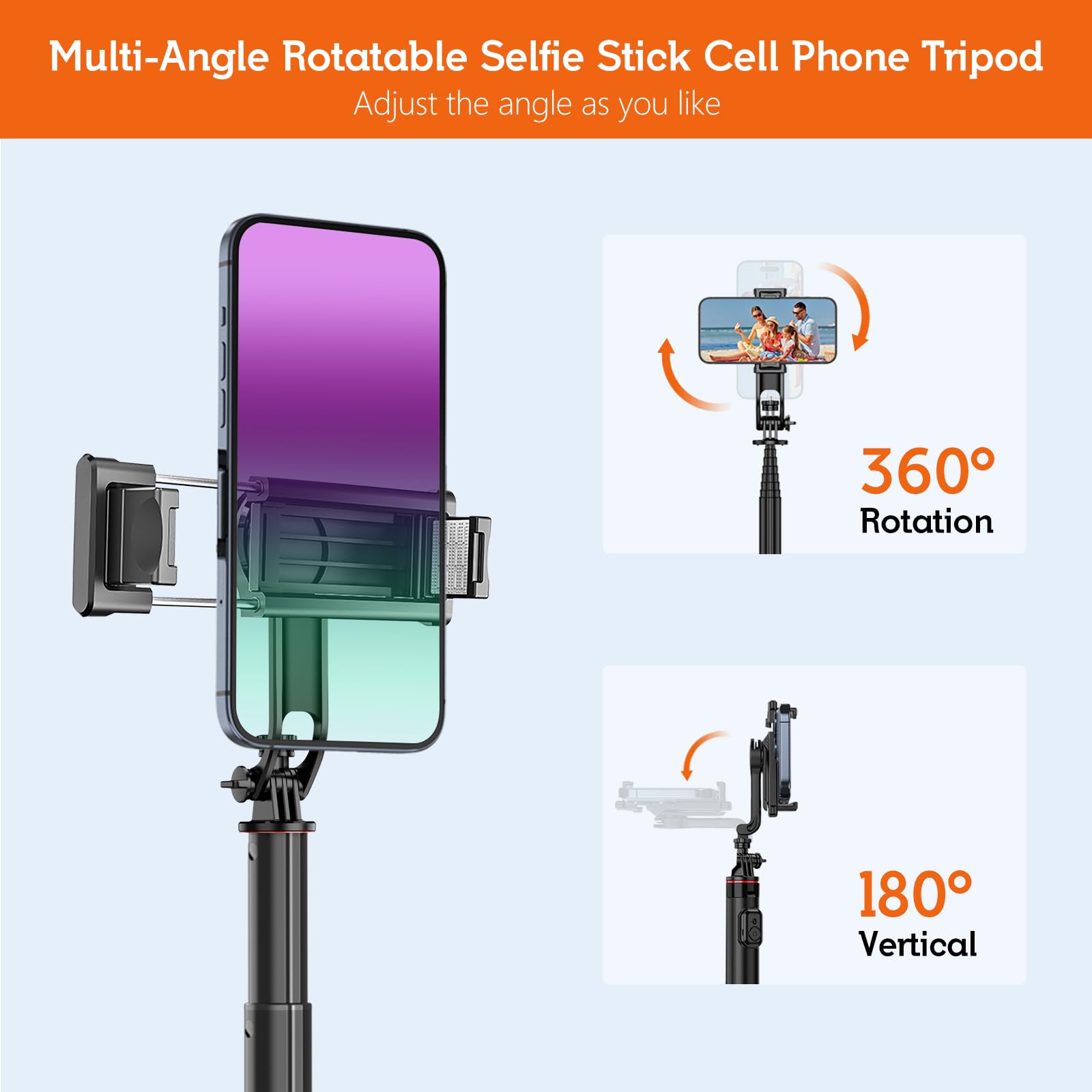Riseofle 51" Cell Phone Selfie Stick Tripod, With Wireless Remote, Portable, Retractable, Aluminum Alloy, For Iphone, Samsung And Other Smartphones