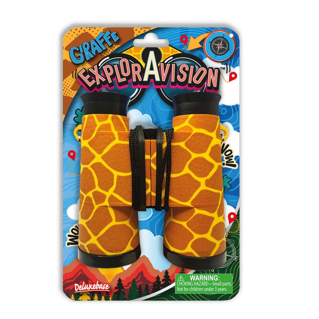 Exploravision Giraffe Binocular From Deluxebase. Safari Portable And Compact Binoculars For Kids, Educational Animal Explorer For Outdoor Adventure And Play.