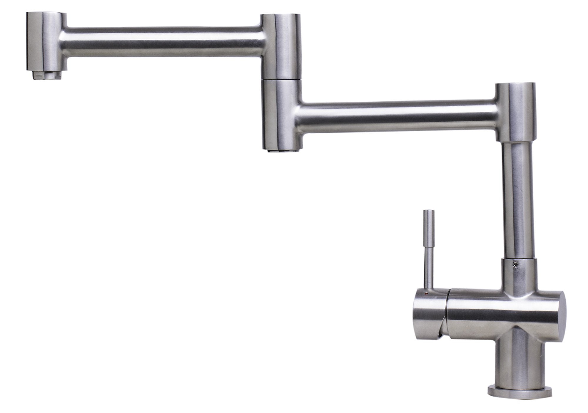 Alfi Brand Alfi Ab2038-Bss Solid Brushed Stainless Steel Retractable Single Hole Kitchen Faucet, 15" D X 12 1/8" H