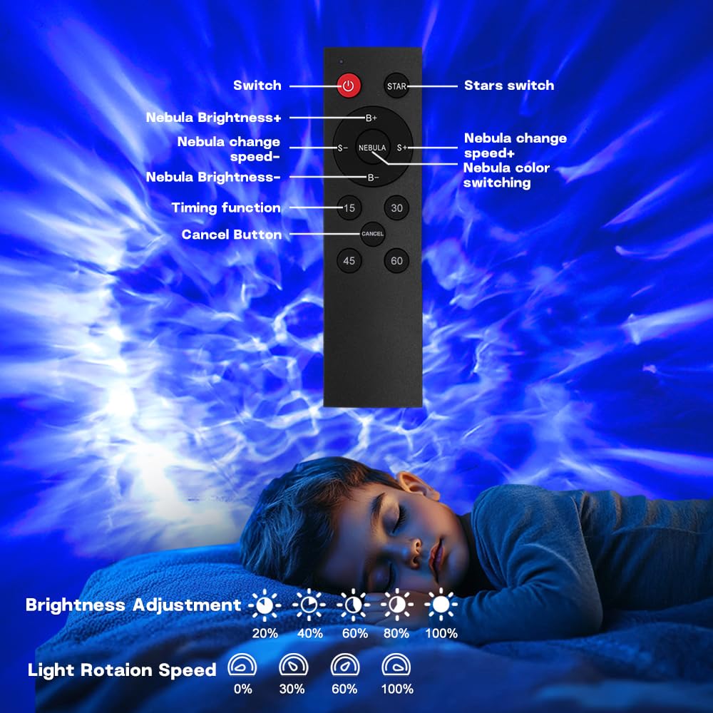 Proran Galaxy Star Projector With Timer Remote Control Night Light For Bedroom Kids Room Christmas Birthday  For Adults Teens