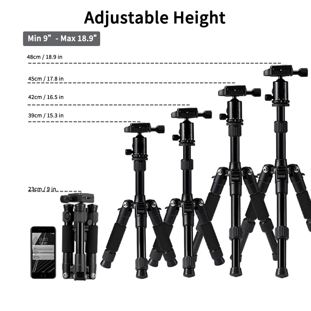 Jafuqaw Portable Mini Desk Tripod With 360 Ball Head - Compact For Dslr Camera, Video Camcorder, Smartphone Shooting