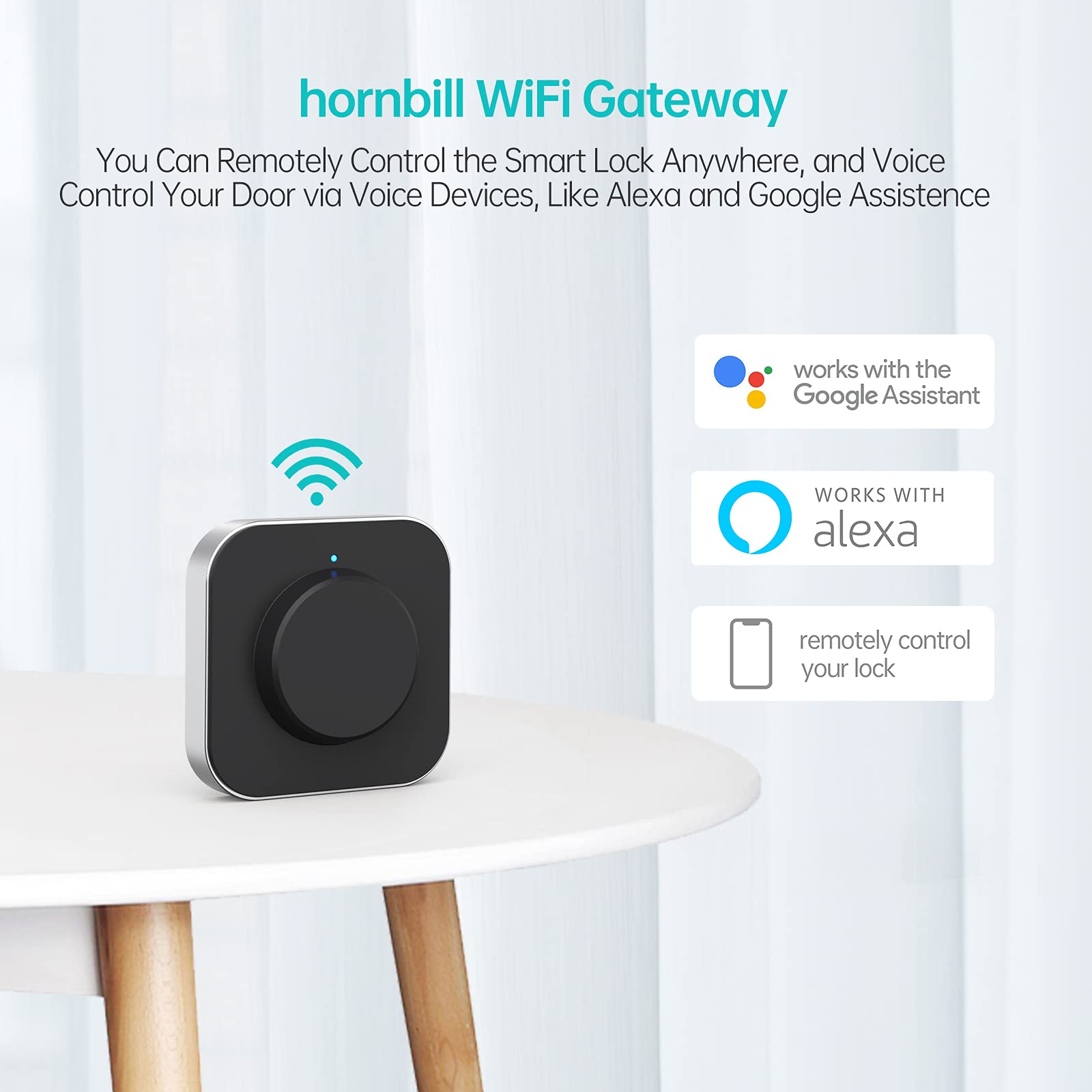 Hornbill G2 Gateway Wi-Fi Bridge, Keyless Entry Electronic Smart Door Lock Wi-Fi Gateway/Wi-Fi Bridge, Remotely Control Your Smart Lock, G2 Gateway Works With 2.4 Ghz