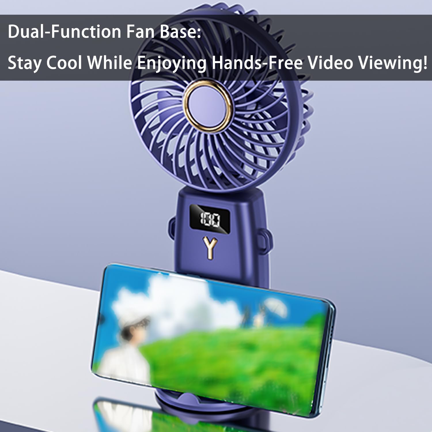 Portable Handheld Fan, Rechargeable Mini Personal Small Pocket Fan With Base, Battery Operated