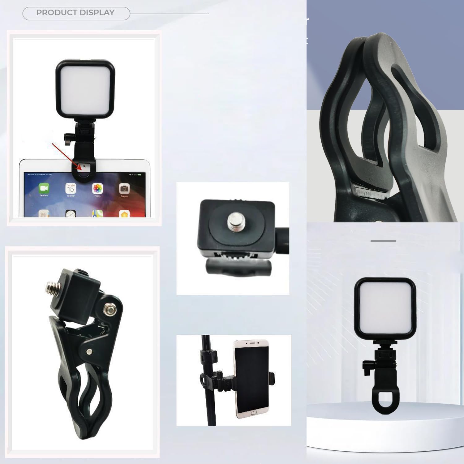 Thtrht 2 Pack Monitor Camera Mount Clamp Clip Screen Lcd Display Top Fill Light Flash Holder Webcam Stand With 1/4 Screw Universal Connector For Phone Tripod Tablet Video Live Stream