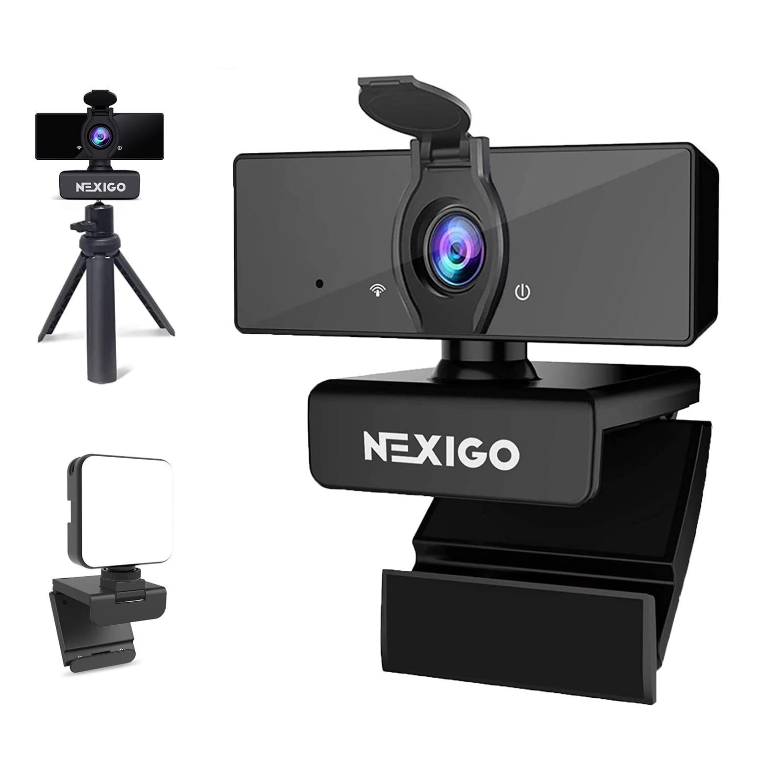 Nexigo 1080P Webcam Kits, N660 Fhd Usb Web Camera With Privacy Cover, Video Conference Lighting, Extendable Tripod Stand, For Zoom/Skype/Teams