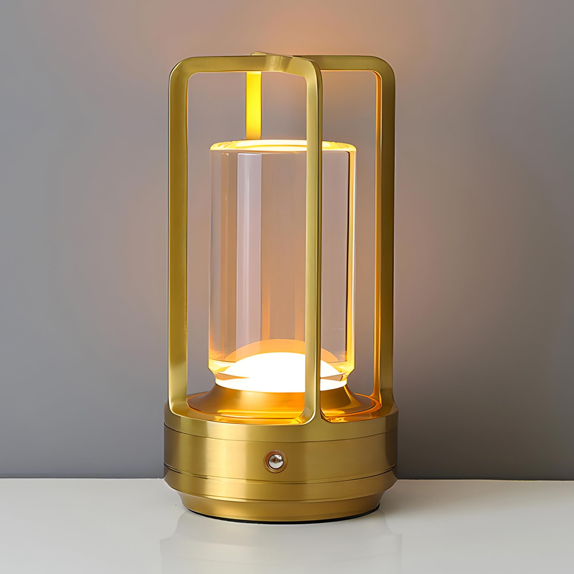 Etosec Portable Metal Table Lamp For Outdoor Indoor, Rechargeable Desk Lamp With Touch Control And 3 Color Stepless Dimming For Home Decor/Restaurant/Bar/Camping Light (3.54" W X 7.09" H)