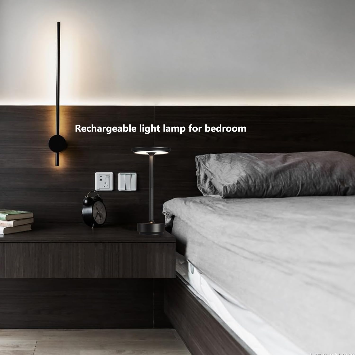 Bwhshk Night Lamp, Desk Lamp For Bedroom,Living Room, Usb Rechargeable Table Lamp Td006 (Black)