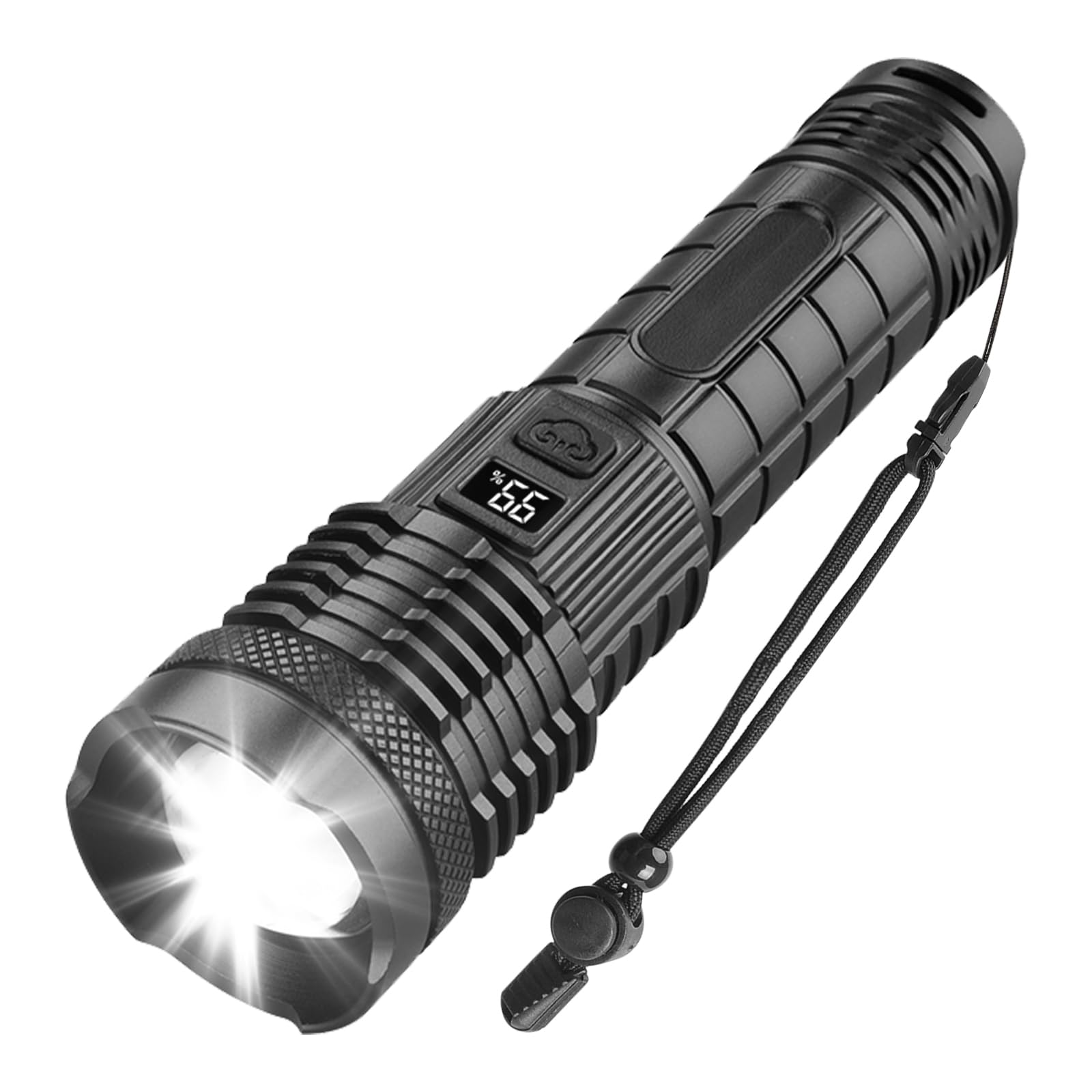 Attimal Rechargeable Flashlight - High Power 18000 Lumens, Led Display, Adjustable Focus, Usb Charging, 5 Modes, Ipx4 Waterproof Led Headlamp For Camping, Hiking, Emergency, Etc.