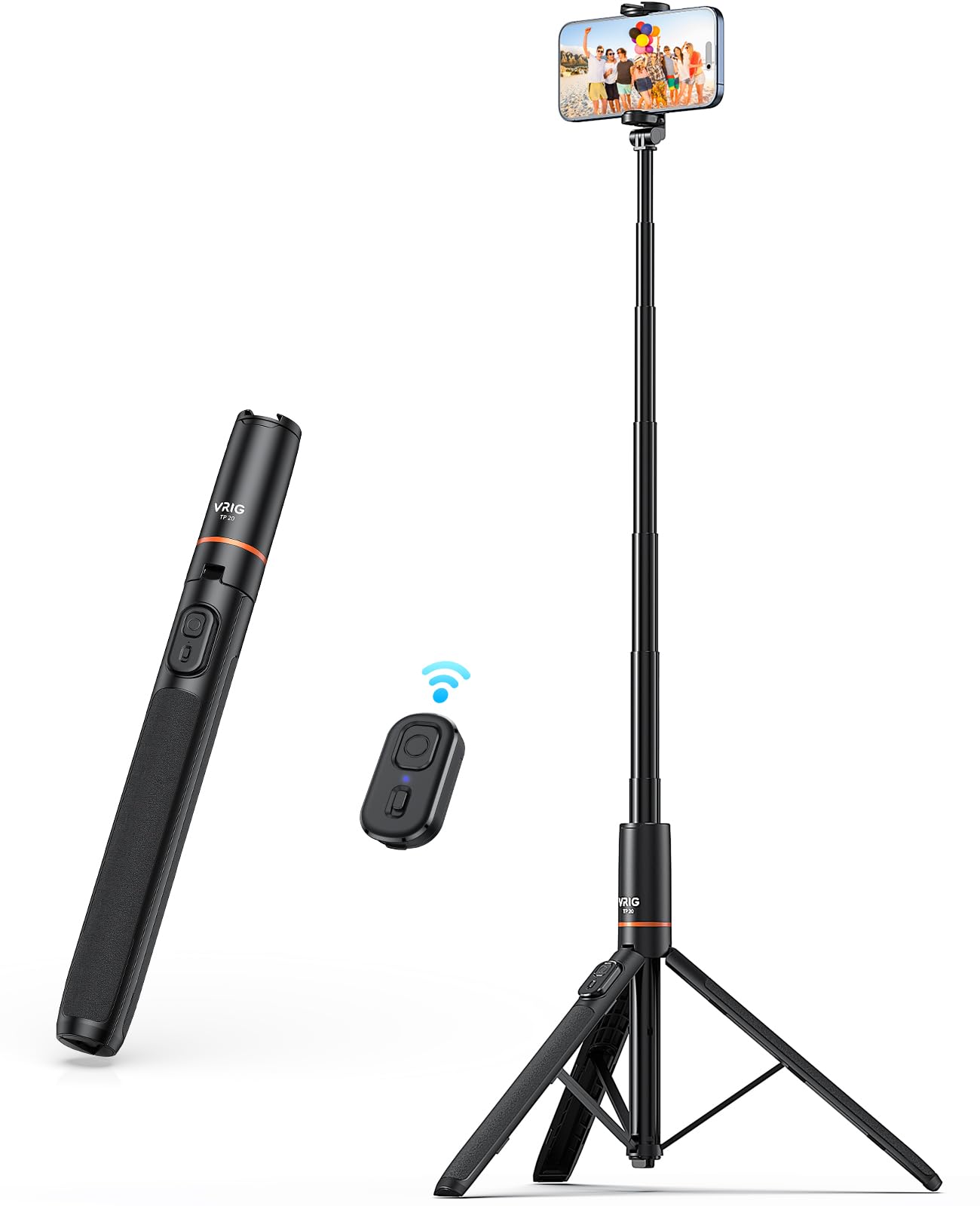 Vrig Direct Vrig 63" Phone Tripod&Selfie Stick For Iphone,Integrated Selfie Stick With Bluetooth Shutter,Cell Phone Tripod Stand For Video Recording Compatible With Iphone 16/15/14/13/All