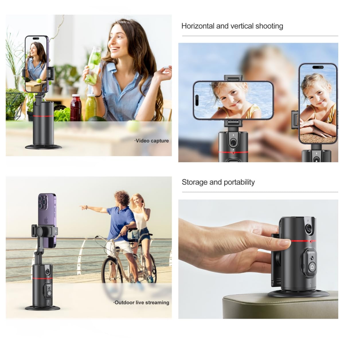 Sesdos Auto Face Tracking Tripod Remote Control,Smart Tracking Phone Holder,360° Rotation Face Body Phone Camera Mount Gesture Control With Tripod Stand For Live Streaming Video,Chat Face Time，Meeting