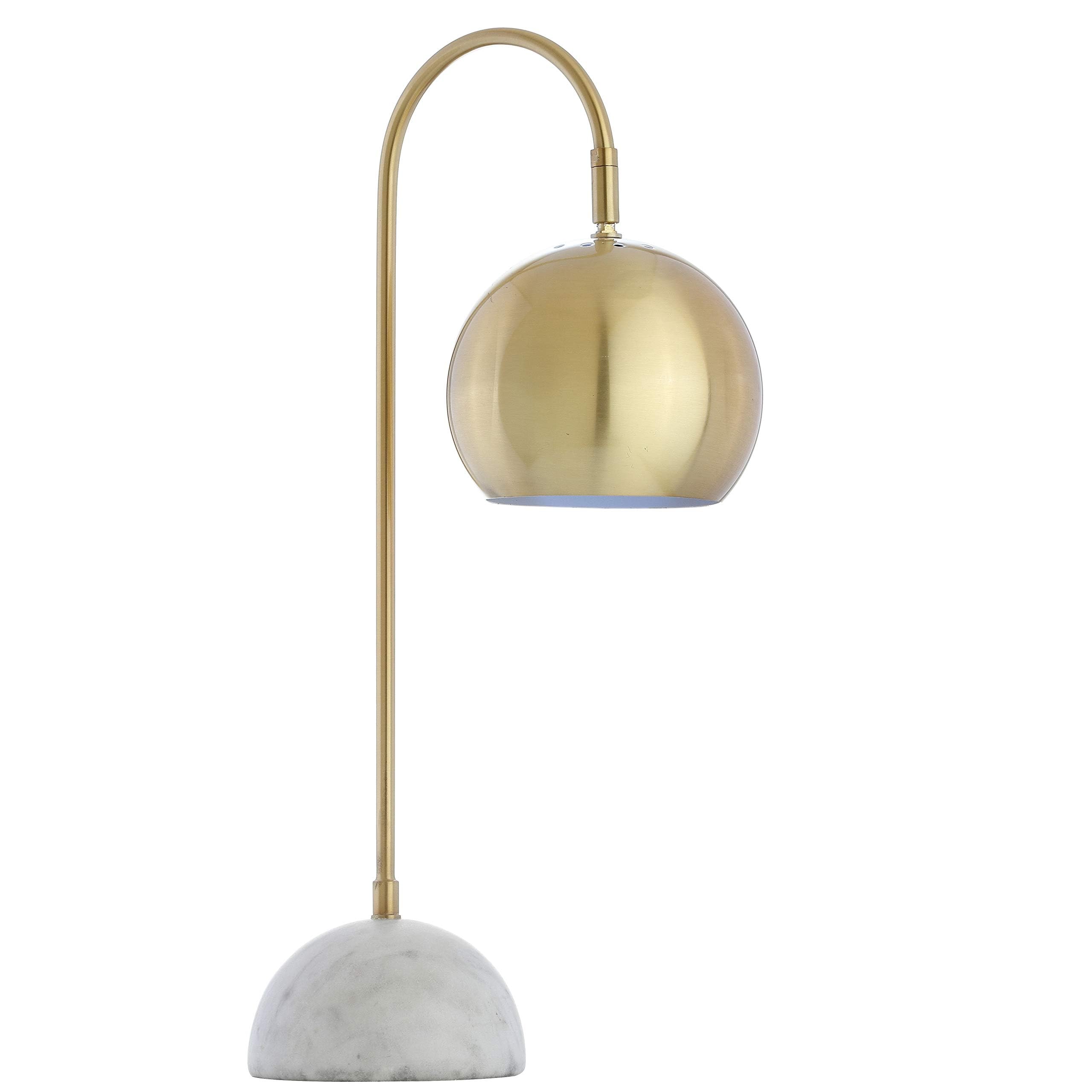 Jonathan Y Jyl6000A Stephen 23.5" Metal/Marble Led Table Lamp Contemporary Modern Bedside Desk Nightstand Lamp For Bedroom Living Room Office College Bookcase Led Bulb Included, Brass Gold/White