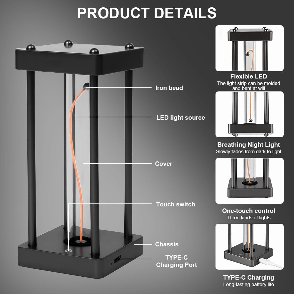 Mesen Minimalist Table Lamp, Cordless Table Lamps, Led Lights Rechargeable Modern Nightstand Lights Dimmable, Atmosphere Lamp, Portable Table Night Light, Creative Desk Lamp For Bedroom, Beside