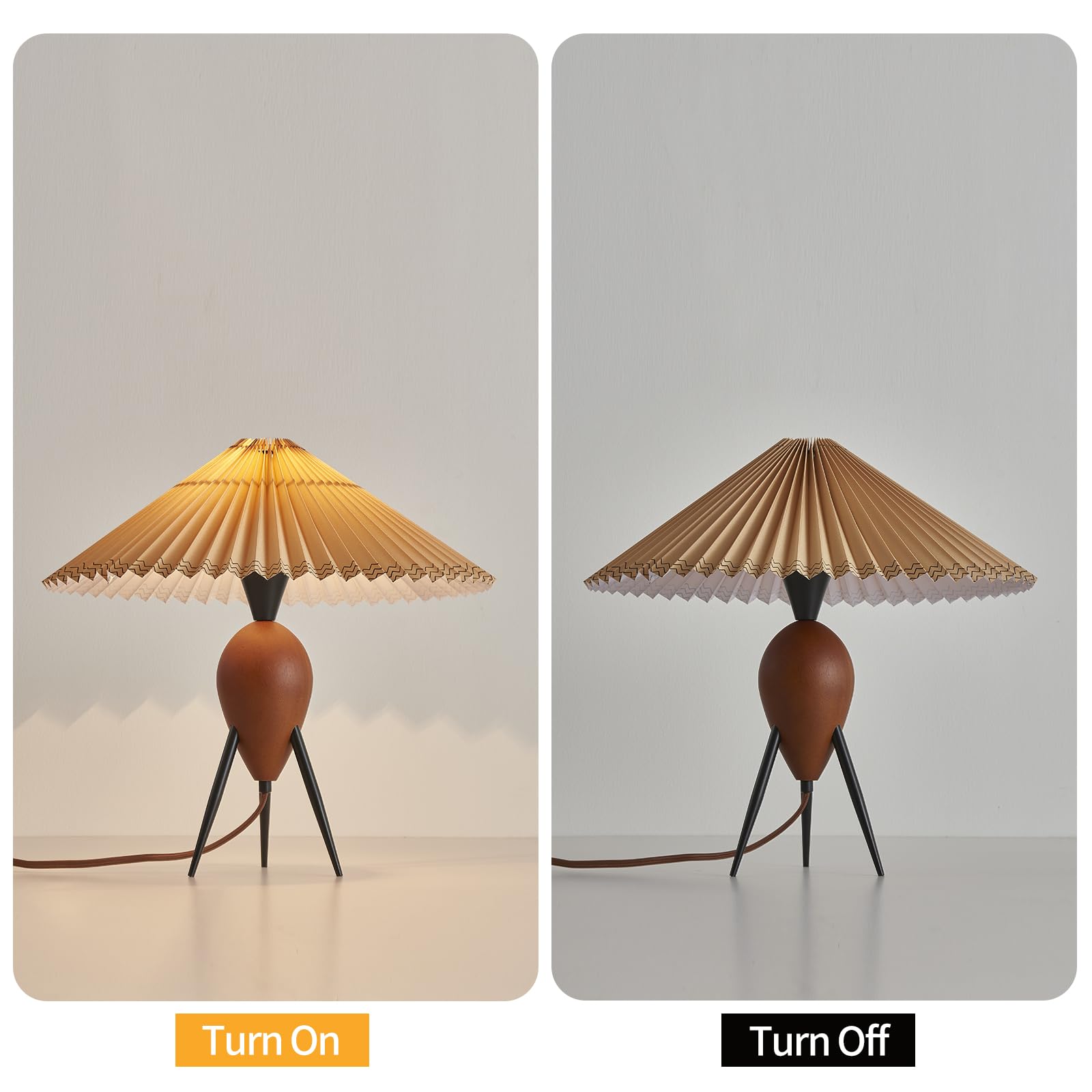 Fetason Modern Red Wood Cute Table Lamp Desk Lamp For Living Room Bedroom Home Office, Bedside Nightstand Farmhouse Antique Rustic Industrial Decorative Table Lamp