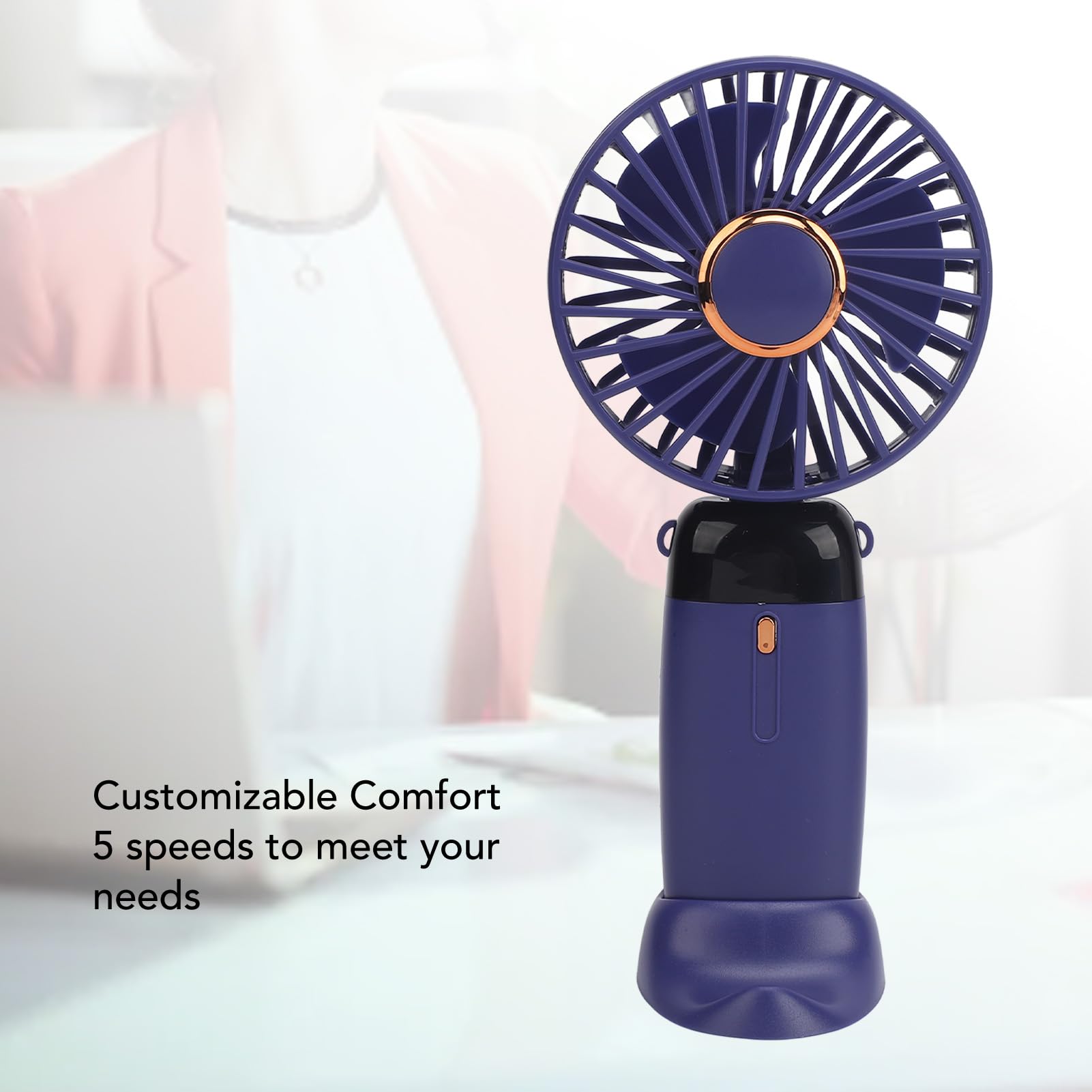 Portable Handheld Fan, 3 In 1 5 Speeds Adjustable Foldable Quiet Cooling Fan With Digital Display