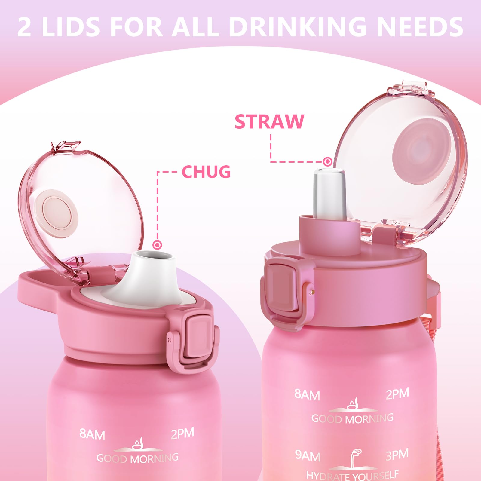 Insulated Water Bottle 32Oz With 2Lids,18/10 Stainless Steel 1000Ml Insulated Water Bottle Double
