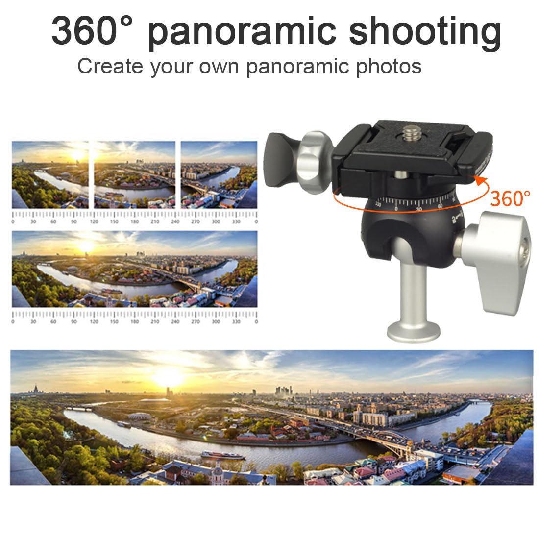 Dekeenstar Mbp-19D Arca Swiss Tripod Head Mini Panoramic Ball Head Camear Tripod Mount With Panoramic Clamp And 1/4 Thread For Tripod/Camera/Cell Phone/Light Stand