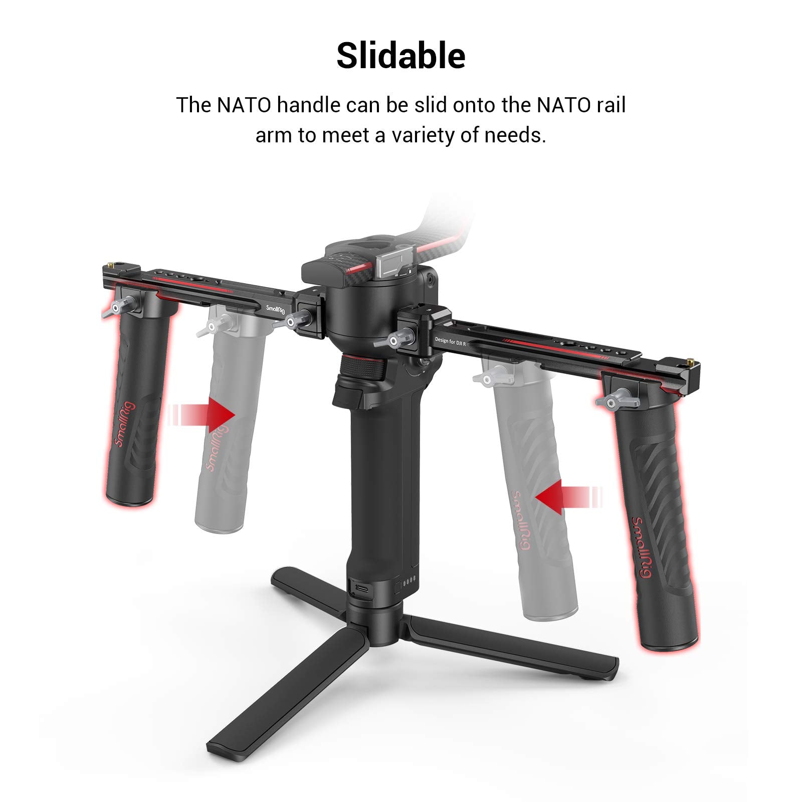 Smallrig Dual Handle Handgrip For Dji Rs 4 /Rs 4 Pro/Rs 3 / Rs 3 Pro/Rs 2 / Rsc 2 Gimbal, Gimbal Handle Grip With Nato Rails, Cold Shoe, 1/4"-20 & 3/8"-16 Threaded Holes