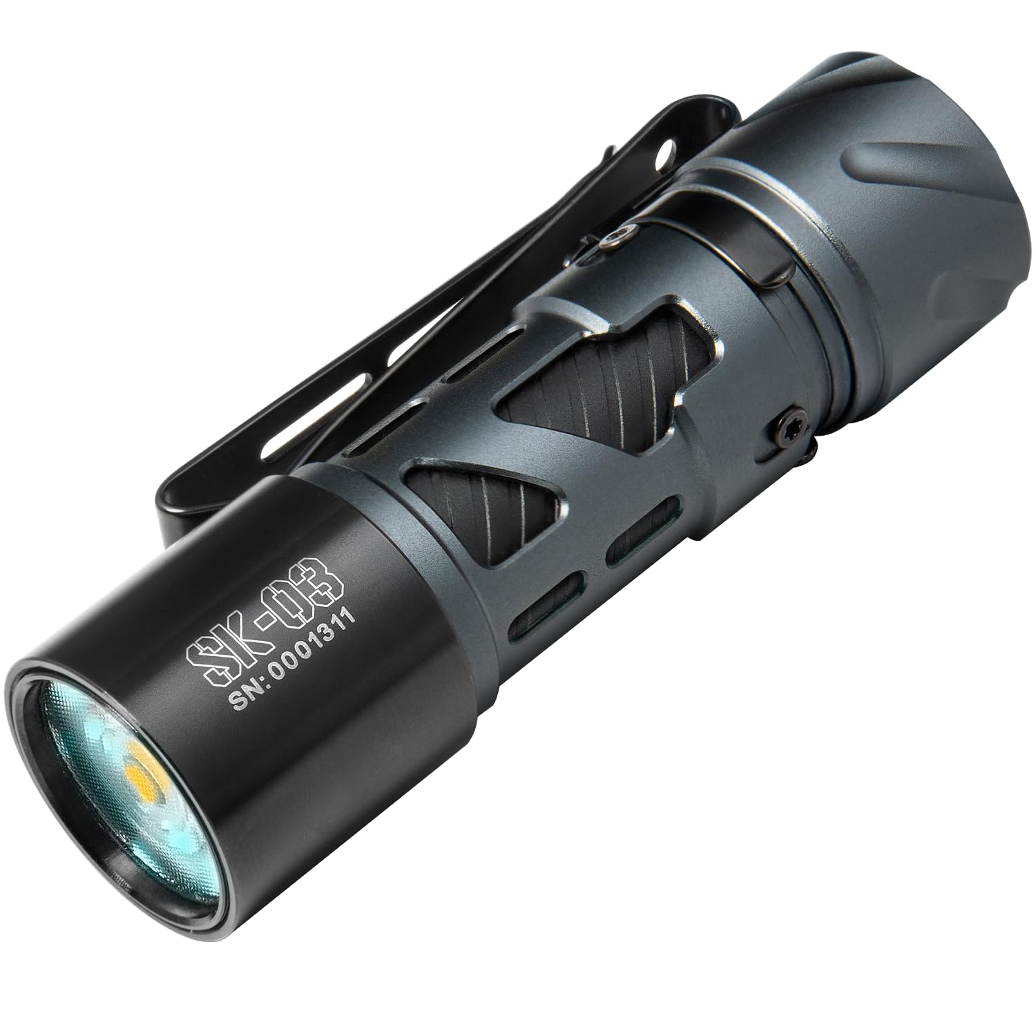 Loop Gear Sk03 Lite 1000 Lumens Led Flashlight Without Sidelight & Filters, Aa Rechargeable Edc Flashlight With Tail Switch, 393 Ft, 5 Modes, Pocket Size Portable Flashlight For Outdoor Activity