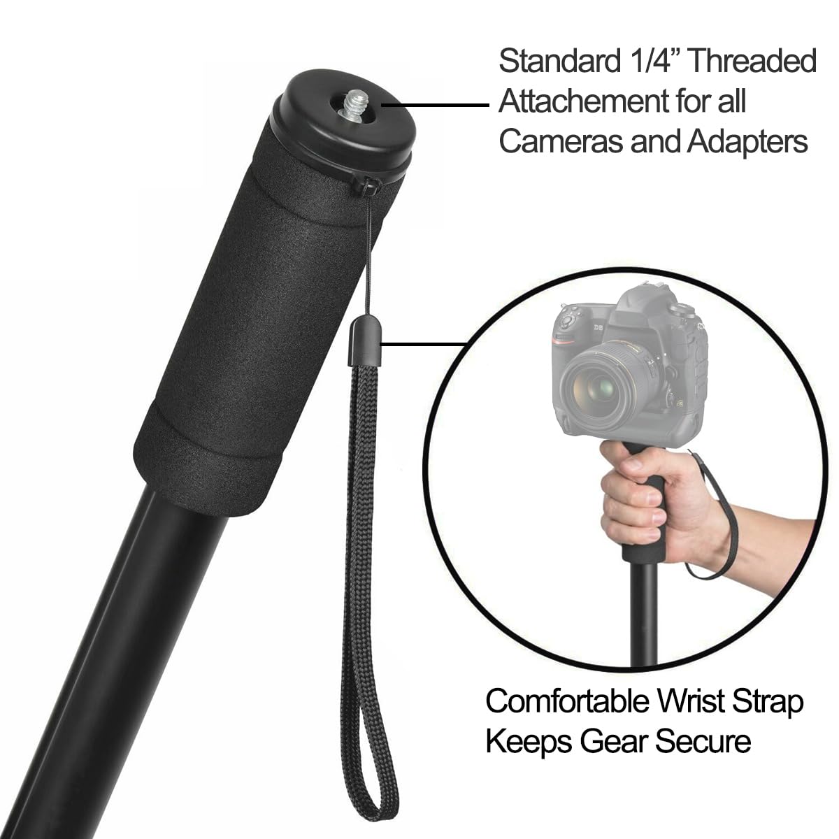 Kliomax 62" Inch Monopod With Integrated Safety Strap And 4 Section Extending Pole For All Digital Cameras, Dslr, Mirrorless, Compact Cameras, Camcorders & Cell Phones