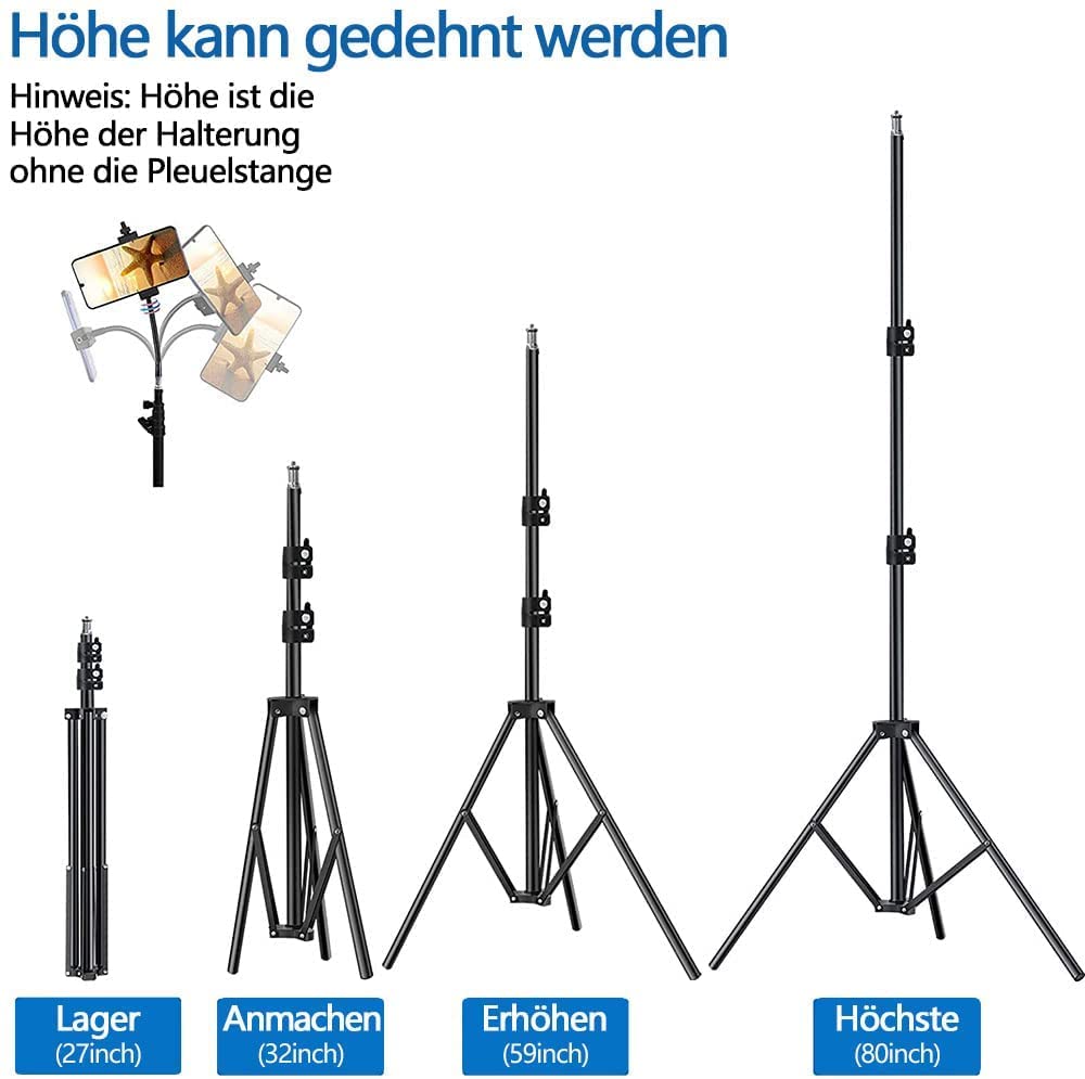 Pixel 80Inch Stand Tripod For Iphone Phone Cell Tripods Lighting Stand Fits Ring Light Mini Camera Photography Rotatable Live Video Stand Compatible With And Most Mobile Phones