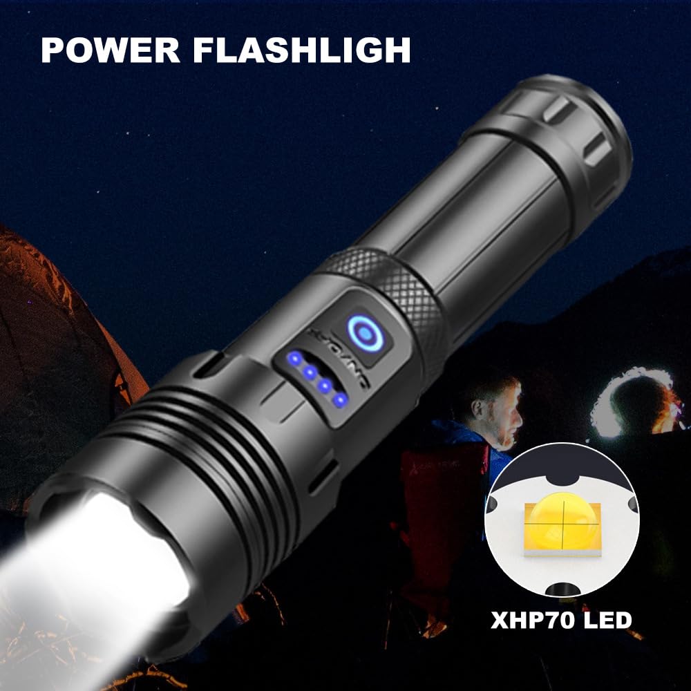 Xingnuo Led Portable Rechargeable Flashlight With 7 Working Modes And Variable Light Source, Ipx5 Water Repellent, Suitable For Home Outdoor Use