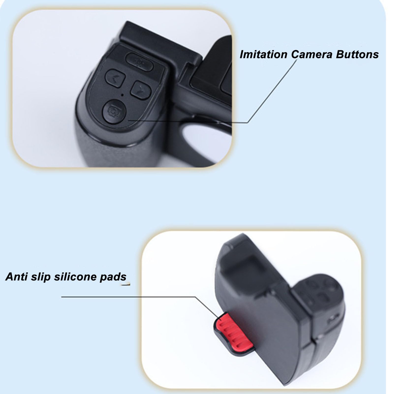 Gowenic Camera Shutter Grip, Anti Shake Smartphone Handle With Smart Fill Light, Long Life Period, For Wide Compatibility (Black)