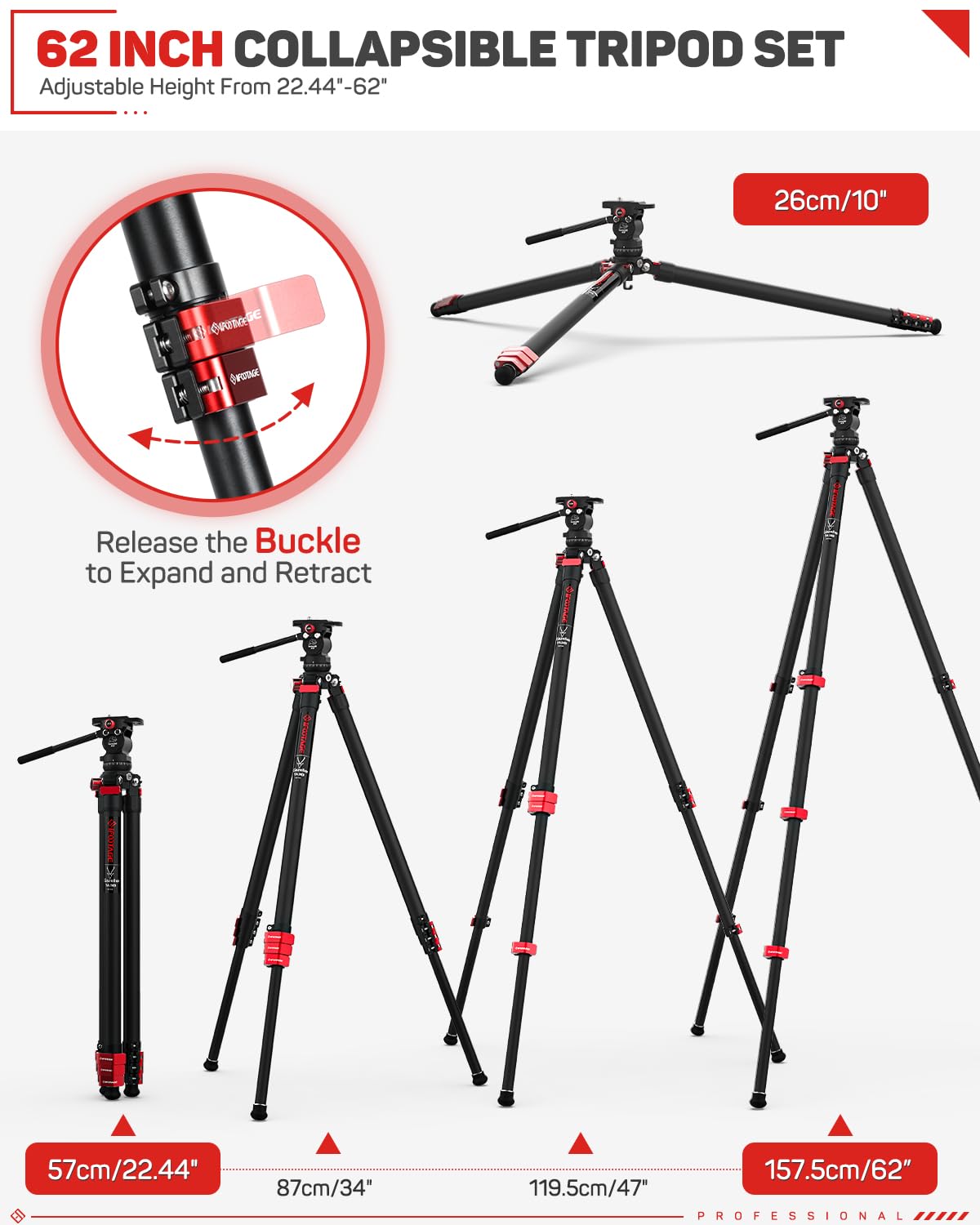 Ifootage Tripod Kit, 62" Aluminum Tripod With Fluid Head, Lightweight Camera Tripod Kit, Portable Travel Tripod Kit, Compatible With Sony Canon Nikon Slr Camera - Gazelle Ta3B+K3