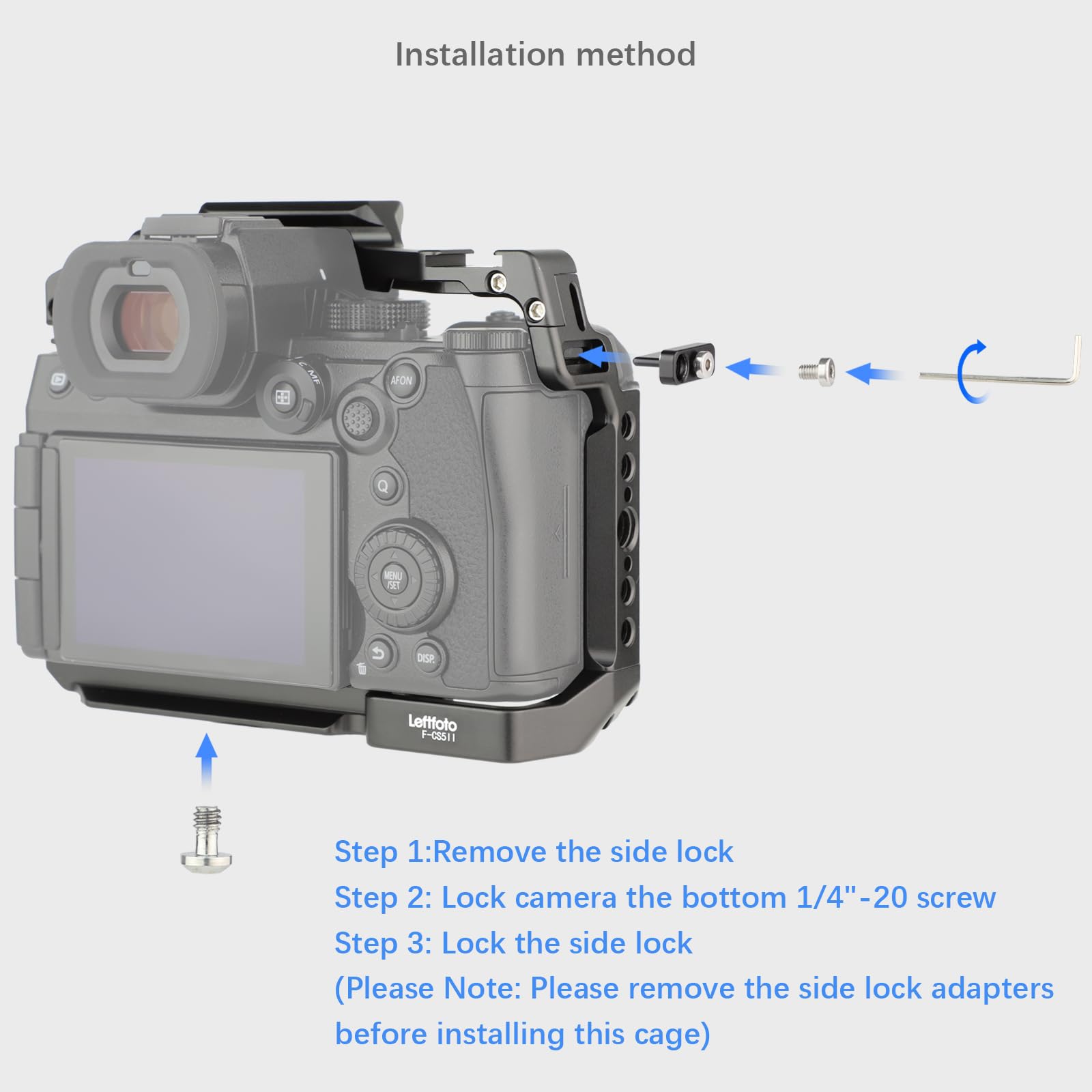 Leftfoto S5Ii Camera Cage For Panasonic Lumix S5 Ii / S5 Iix - Camera Protection Frame Rig With Arca Base,Nato Rail,Arri Threads Compatibility With Dji Rs2 Stabilizer- For Vlog Video Shooting