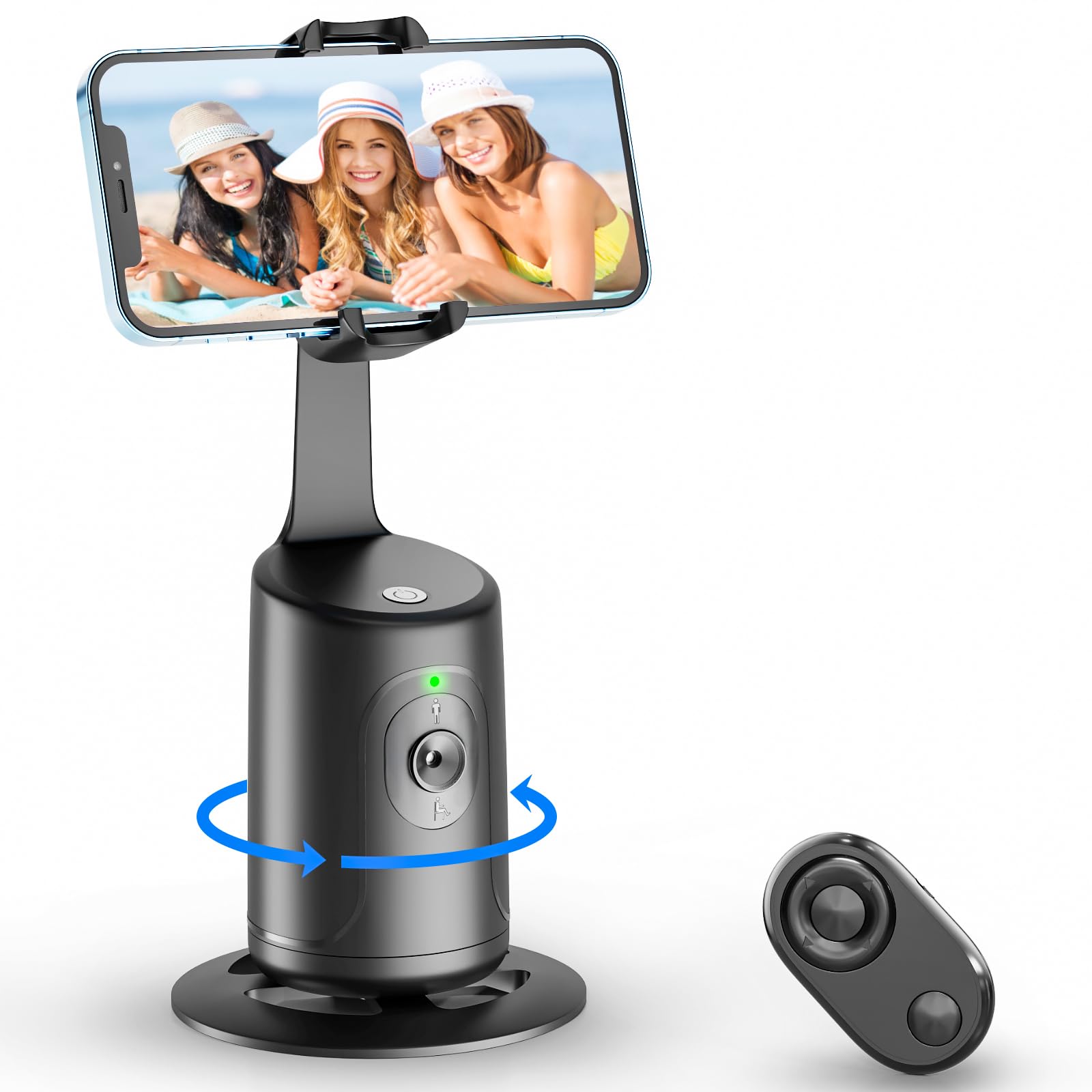 Haliita Auto Face Tracking Tripod, 360° Rotation Auto Tracking Phone Holder, No App, Phone Camera Mount With Remote And Gesture Control, Rechargeable Smart Shooting Holder For Video Recording (With Carry Bag)