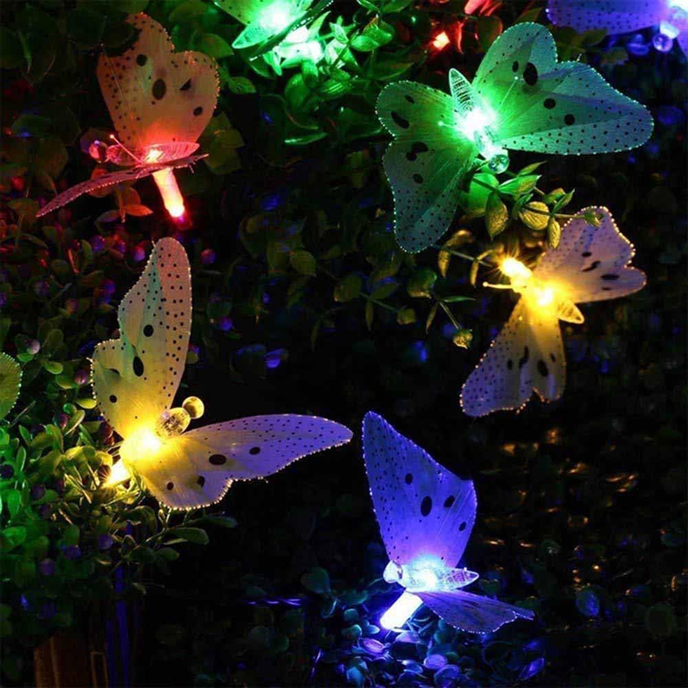 Tebocr Butterfly Solar String Lights Outdoor 12 Led 12.5 Ft Waterpoof Led Solar Butterfly Lights For Garden Yard Patio Lawn Decor Party Club
