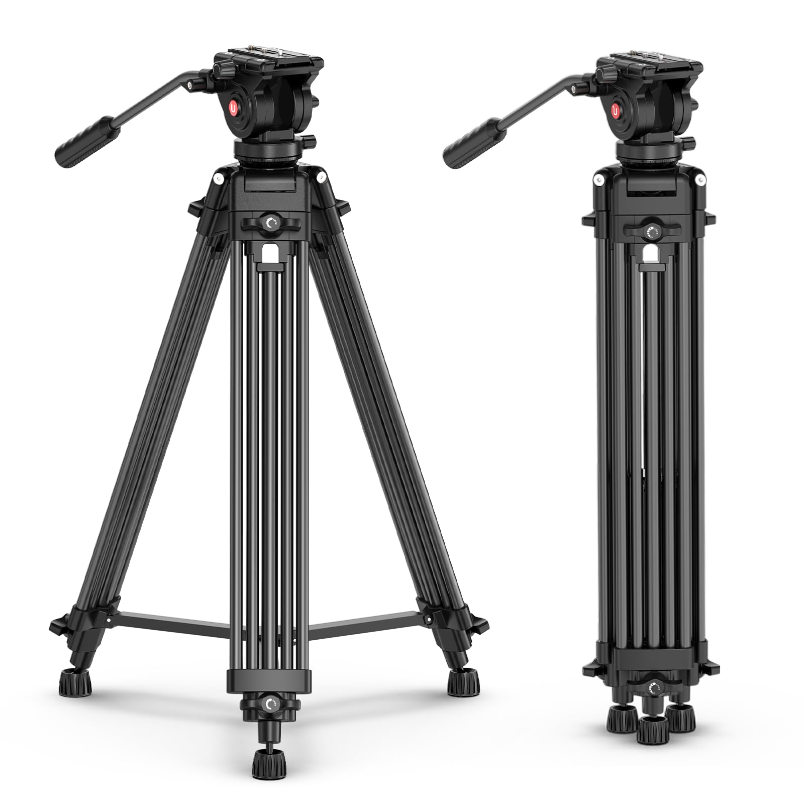 Ulanzi Mt-81 Camera Video Tripod With 360 Degree Fluid Head, 61Inch/155Cm Heavy Duty Aluminum Alloy Camera Tripod Stand, Quick Release Plate Compatible With Dslr Camcorder, Load Up To 17.6Lb/8Kg
