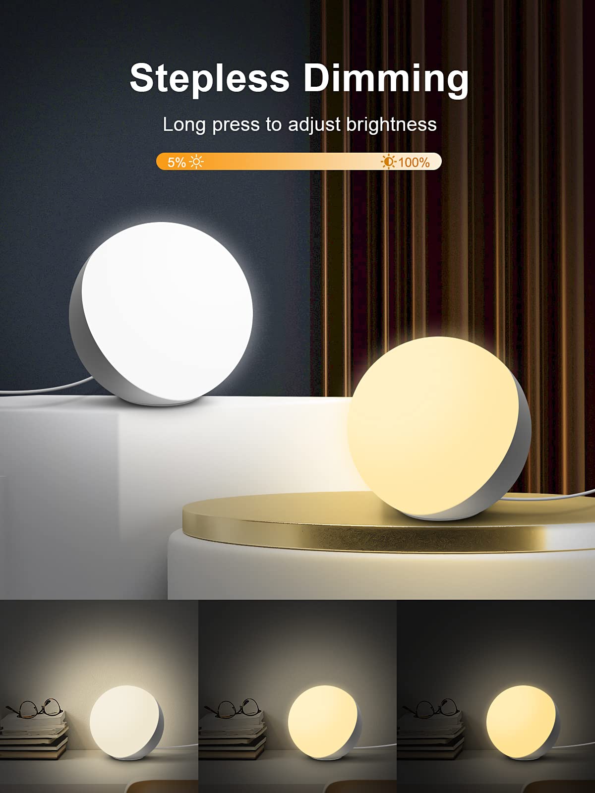 Easemo Touch Lamp For Bedroom, Rgb Color Changing Small Table Lamp Dimmable Bedside Lamp For Kids, Led Touch Control Warm & White Nightstand Lamp With Memory Function(Touch Control)