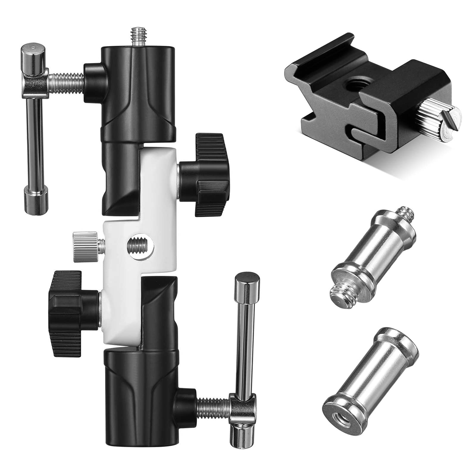 Supon Flash Bracket U-Shape,180° Adjustable Swivel Umbrella Softbox Holder With 1/4" To 3/8" Screw &Nut Adapter And Cold Shoe Mount For Dslr Cameras,Speedlites,Tripod,Light Stand,Studio,Led Light