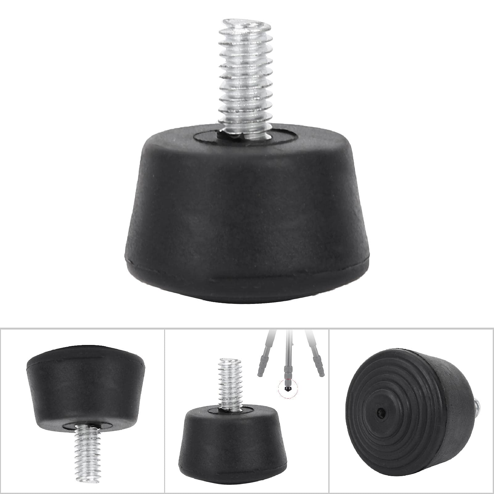 Pusokei Universal 1/4" 3/8" Rubber Foot For Tripod Monopod, Universal Non Slip M8 Rubber Feet For Monopod Tripod For Outdoor Photograph(1/4")