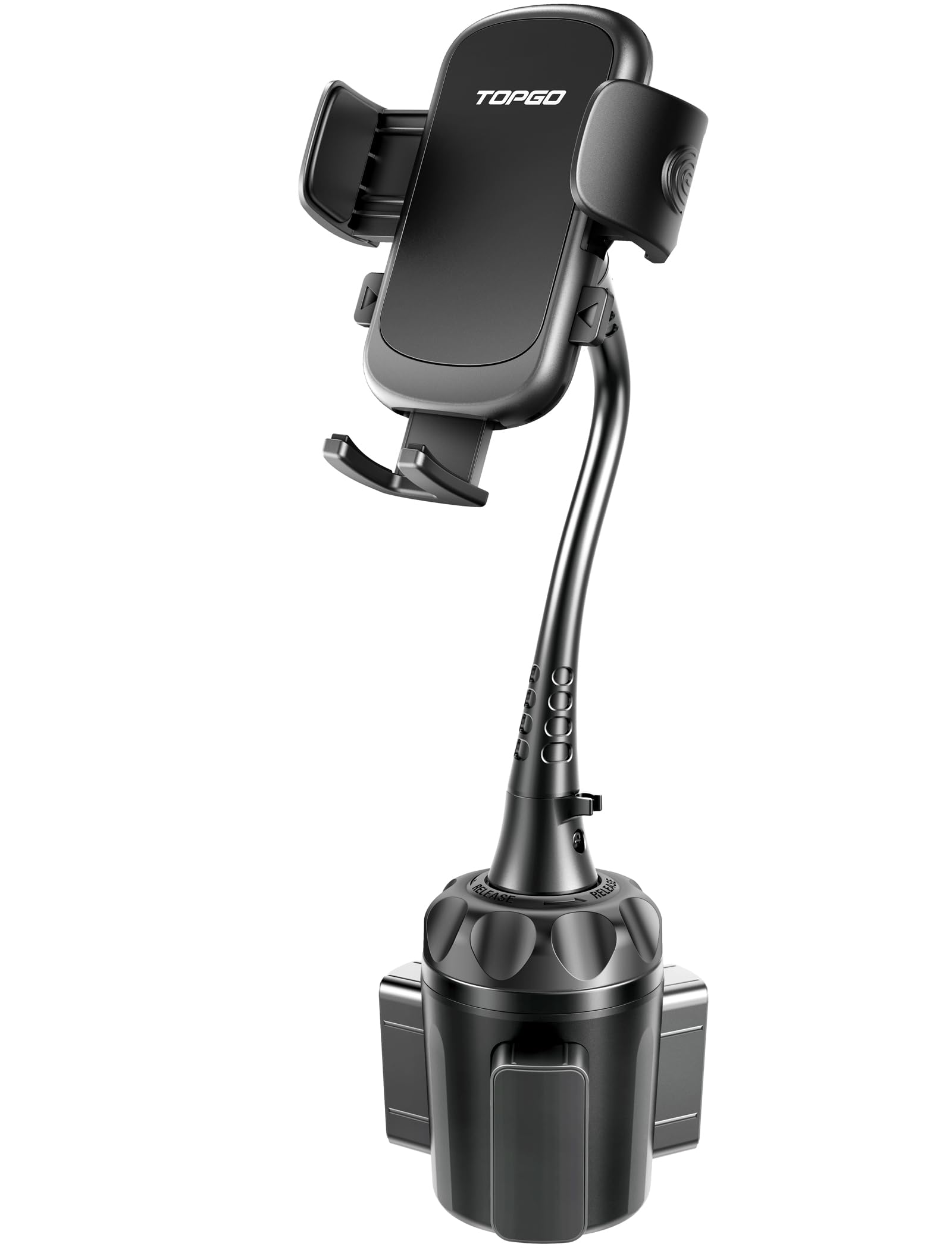 Topgo Cup Phone Holder For Car [ Adjustable Gooseneck & Firmly Stable] Car Phone Mount Cell Phone Automobile Cradles For Iphone 16 And All 4-7 Inches Smartphone(Black)