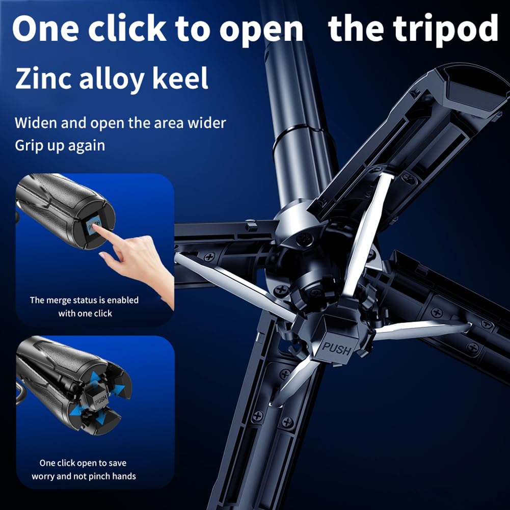 Crideng Pocket Phone Tripod For Video Vlog Recording, 3-In-1 Mini Portable Multifunctional Selfie Stick With Remote Capture Photos, Extendable Handheld Cell Phone Tripod Stand(Black)