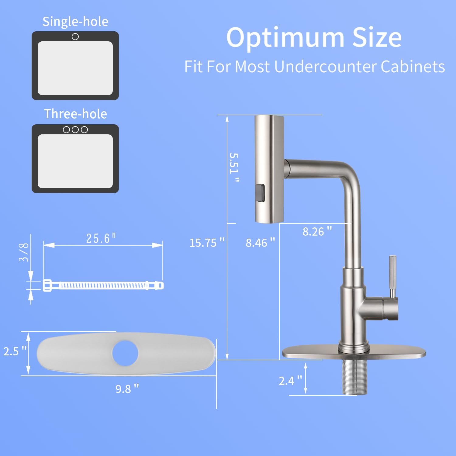 Deseegoal Waterfall Kitchen Faucets With Pull Down Sprayer, Three Function Sprayer Single Handle Sink Faucet 1 Or 3 Hole Installation, 360°Rotatable Kitchen Sink Faucet, Brushed Nickel
