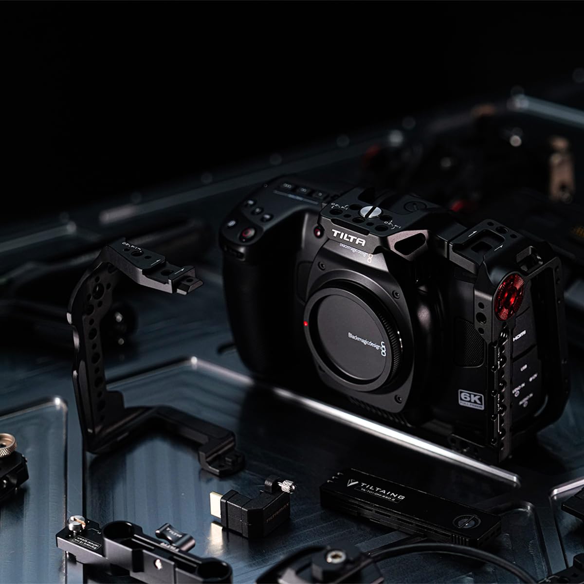Tilta Basic Kit For Bmcc 6K  Includes Full Camera Cage, Ssd Holder & Xeno Top Handle  Cold Shoe/Arri Rosette/Nato Rail  Black  Ta-T64-B-B