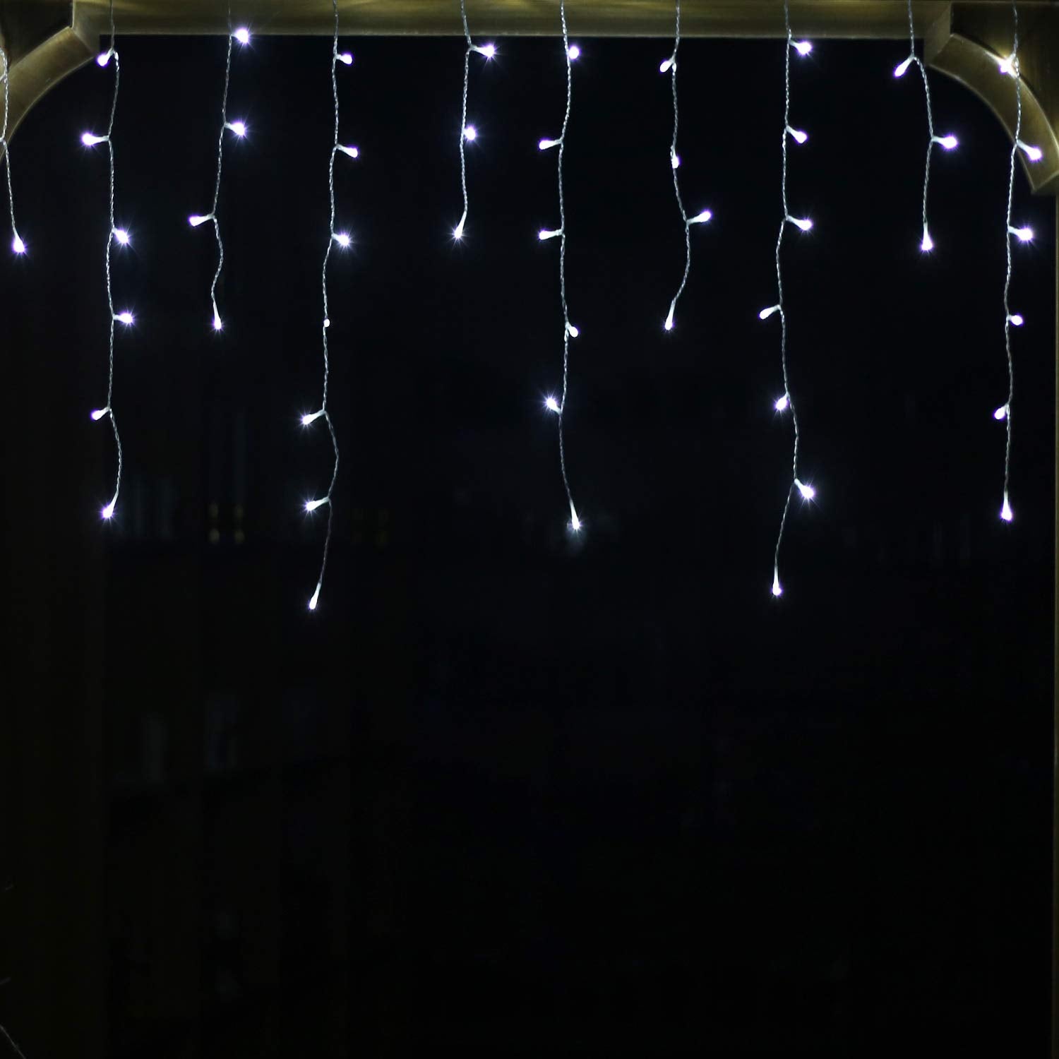 Yasenn 300Led Icicle Style String Lights 29.5Ft,Update Connectable 8 Lighting Modes With Timer Icicle Lights For Home Garden Outdoor Indoor Eave Decor (Cool White Led White Cable)