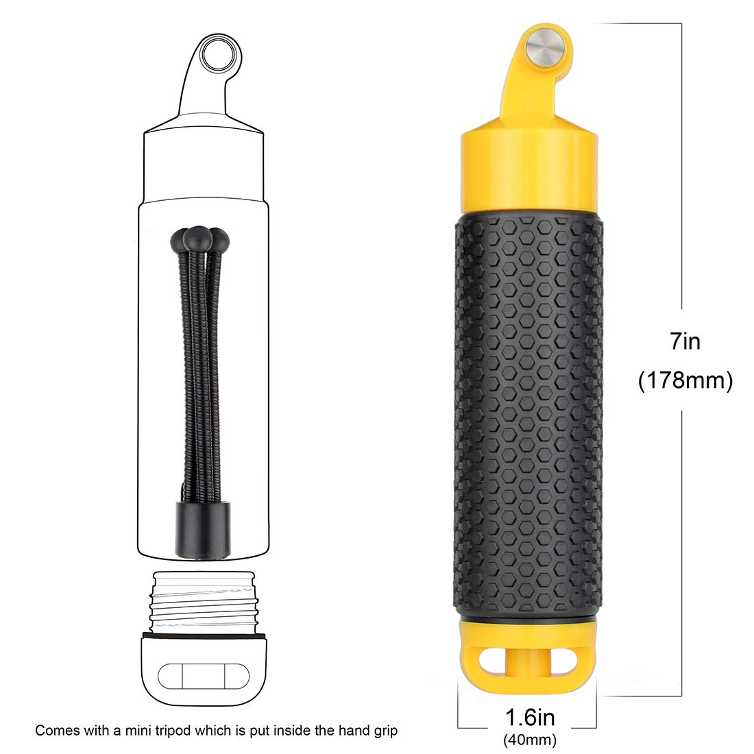 Gepuly Floating Hand Grip With Mini Tripod Stand Monopod Waterproof Selfie Stick For Insta360 Gopro Hero 13 12 11 10 9 8 7 6 5 4 3, Max, Akaso Dji Handle Mount Accessories For Action Camera Underwater