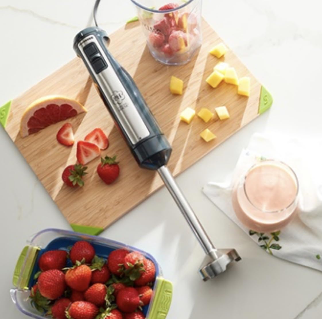 Uniqus Vida Sana 4-In-1 Immersion Hand Blender Set, Stainless Steel With Whisk, Food Processor And Mixing Cup