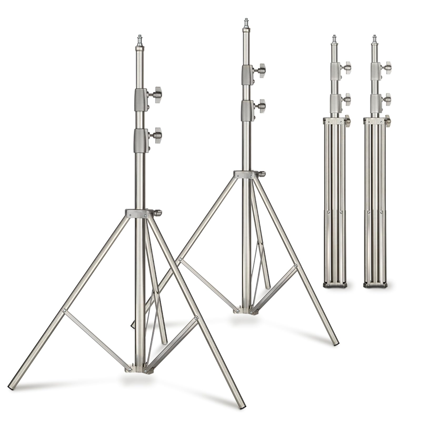 Lapgood Light Stand Photography Stainless Steel 2 Pack - 6.7Ft/2M Light Tripod Stand With 1/4”Screw Adapter,Max Load Bearing 22Lbs/10Kg For Ring Light,Led Video Light,Strobe Light,Speedlight,Camera