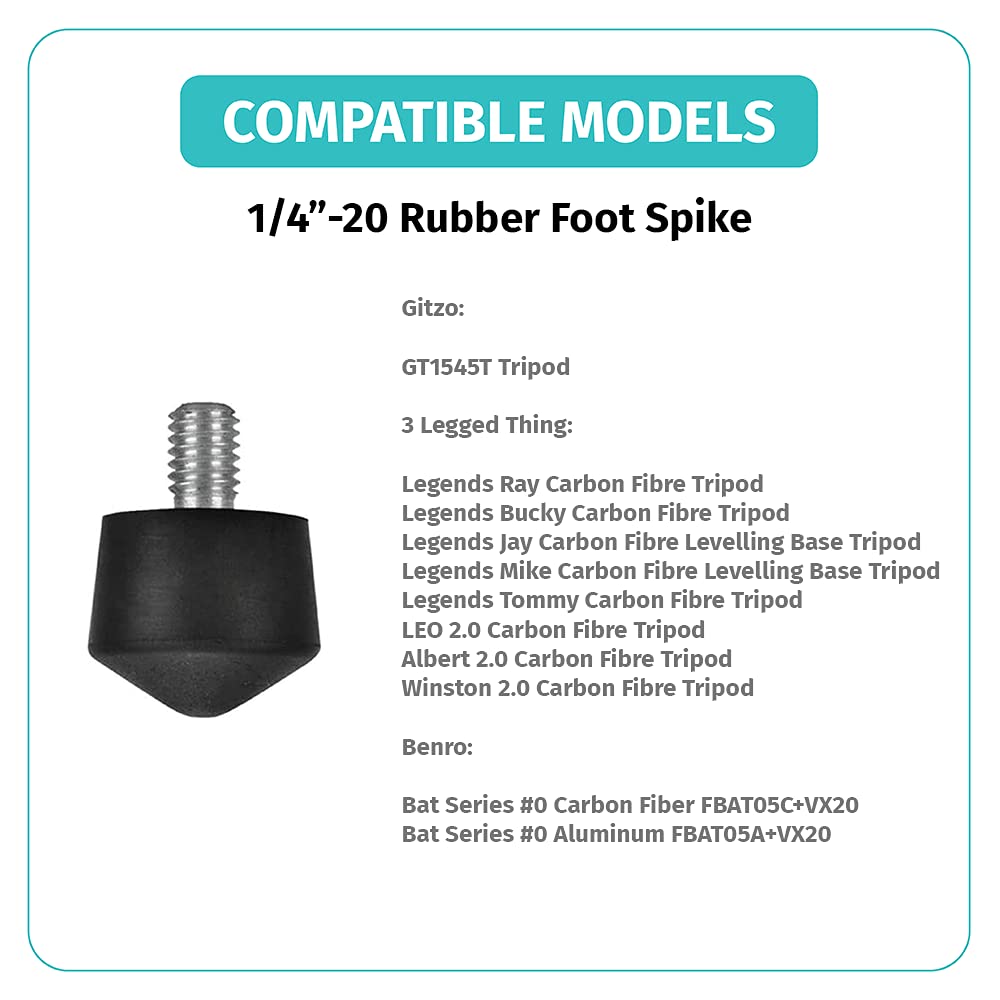 Foto&Tech 3 Pieces Universal Anti Slip Rubber Tripod Feet Compatible With Benro Gitzo Induro Kingjoy Manfrotto, Thread Tripod Foot Replacement For Smooth And Uneven Surfaces (1/4)
