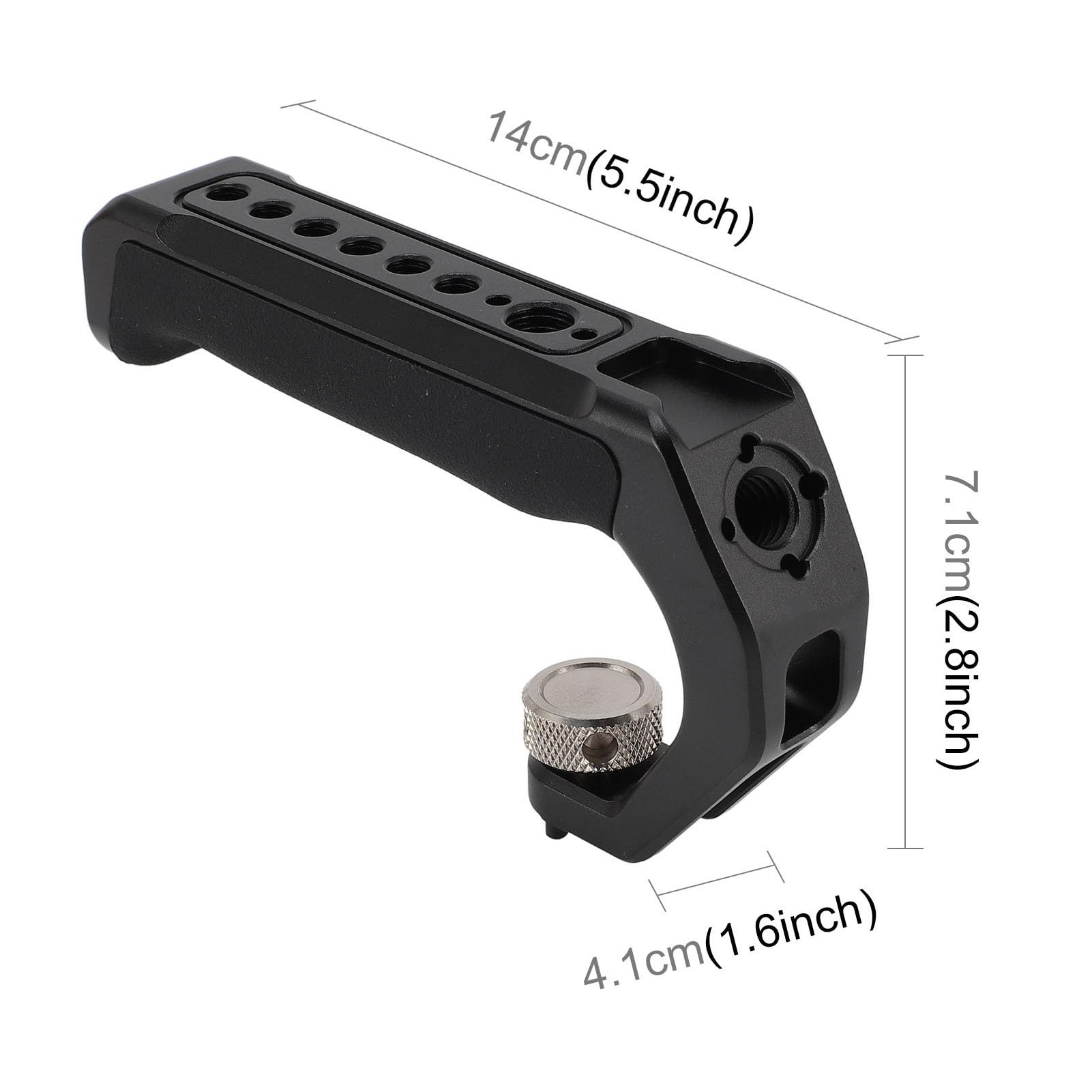 Fydun Camera Cage Top Handle Aluminum Alloy Silicone Video Stabilizing Rig Handle Grip With 1/4 3/8 Inch Screw Holes Cold Shoe Mount For Dslr Camera