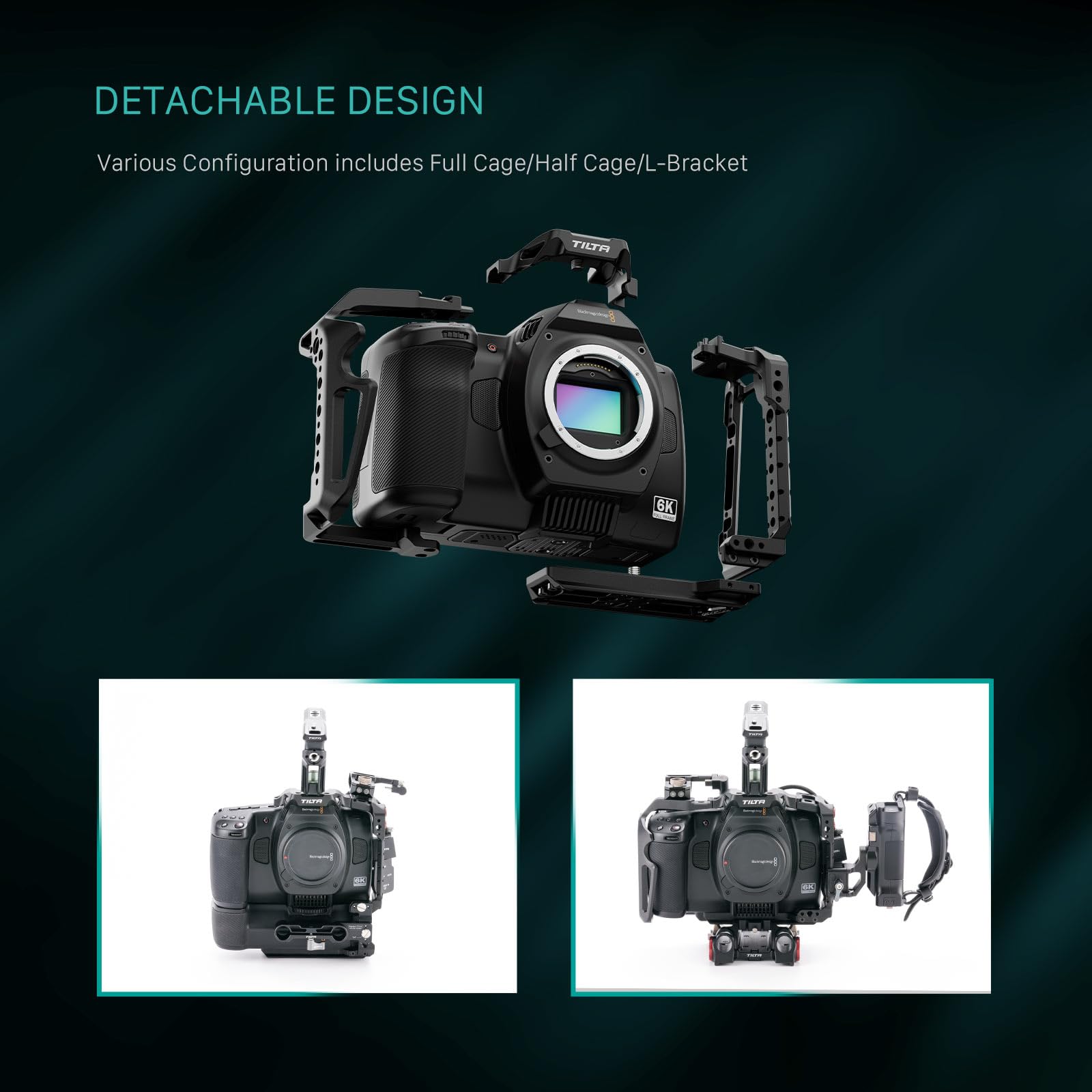 Tilta Advanced Kit For Bmcc 6K  Includes Full Cage, Top Handle, Adv. Side Handle, Baseplate, And More  Compatible With Black Magic Design Cinema Camera 6K  Cold Shoe/Arri Rosette/Nato Rail