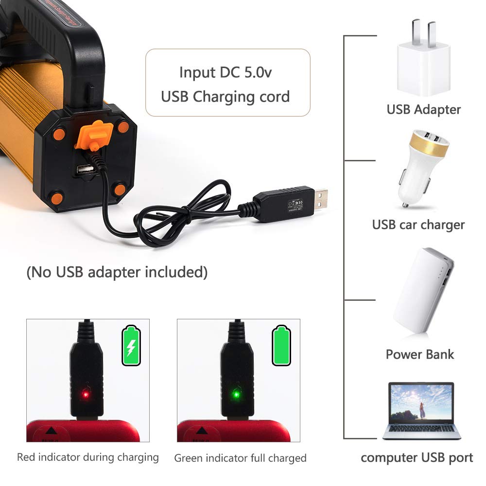 Maythank High Powered Super Bright Handheld Led Spotlight Flashlight 6000 Lumens Powerful Rechargeable Large Capacity Long Lasting Big Heavy Duty Searchlight