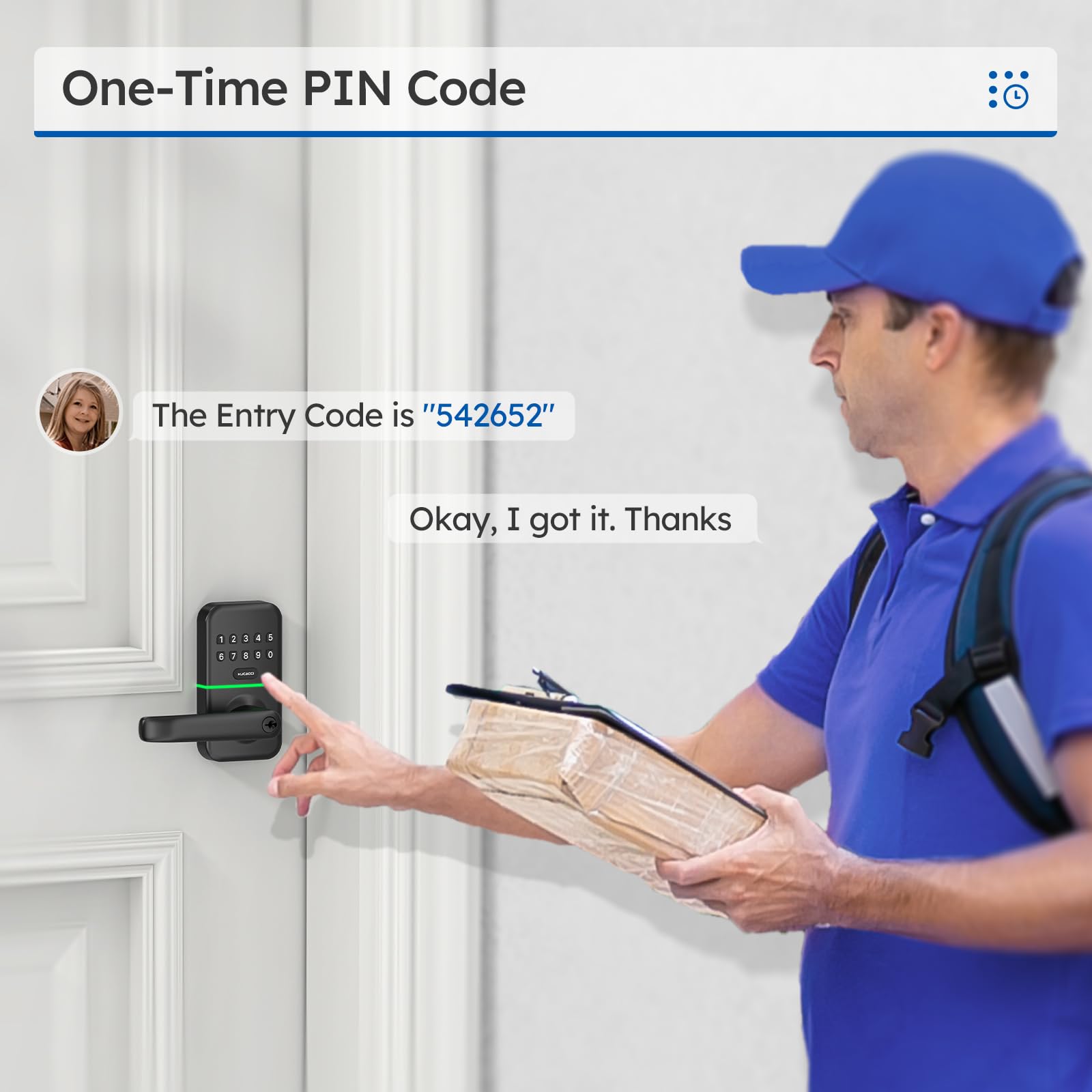 Kucacci Smart Door Handle Lock With Keypad: Keyless Entry Digital Knob For Front Door - Electronic Smart Lock With Keypad - Exterior Code Door Knob - Easy Installation